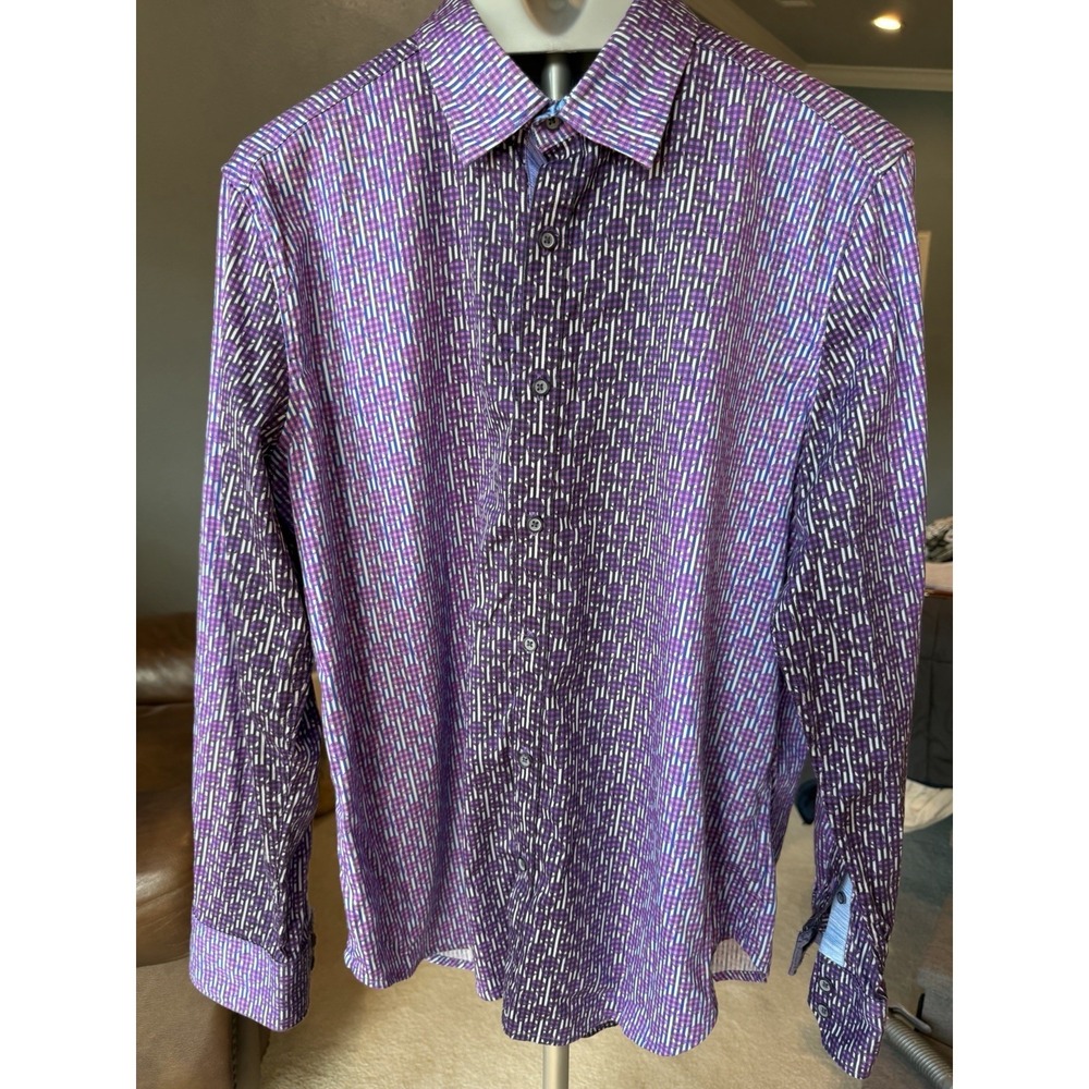 Robert Graham Men's Purple Multi Classic Fit Long Sleeve sz L